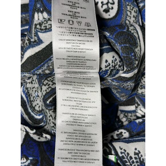 Michael Kors Blouse Paisley Kaftan Floaty Womens Size S/M Blue & White Top - Picture 6 of 9
